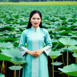 **

A professional Vietnamese woman in a modest Ao Dai (traditional Vietnamese dress), standing in a serene lotus field in the Mekong Delta, fully clothed, appropriate attire, safe for work, perfect anatomy, natural proportions, high-quality photography, bright daylight.

**