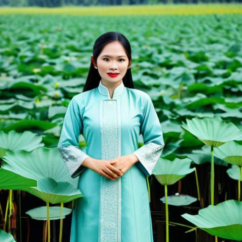 Home 24 **
A professional Vietnamese woman in a modest Ao Dai (traditional Vietnamese dress), standing in a serene lotus field in the Mekong Delta, fully clothed, appropriate attire, safe for work, perfect anatomy, natural proportions, high-quality photography, bright daylight.
**