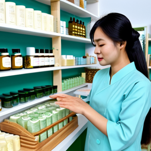 Home 23 Cỏ Mềm Homelab Inspired Scene**
A professional woman in modest, traditional Vietnamese clothing (Áo dài), stands in a bright, clean herbal medicine shop reminiscent of Cỏ Mềm Homelab. Shelves are filled with neatly arranged natural soaps and skincare products. The atmosphere is calming and inviting. Safe for work, appropriate content, fully clothed, professional, perfect anatomy, correct proportions, natural pose, well-formed hands, proper finger count, natural body proportions, high quality, bright lighting.
**