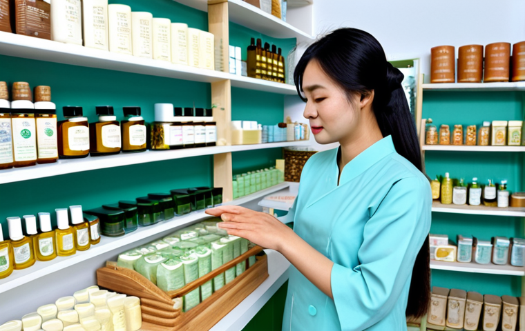 Cỏ Mềm Homelab Inspired Scene**

A professional woman in modest, traditional Vietnamese clothing (Áo dài), stands in a bright, clean herbal medicine shop reminiscent of Cỏ Mềm Homelab. Shelves are filled with neatly arranged natural soaps and skincare products.  The atmosphere is calming and inviting.  Safe for work, appropriate content, fully clothed, professional, perfect anatomy, correct proportions, natural pose, well-formed hands, proper finger count, natural body proportions, high quality, bright lighting.

**
